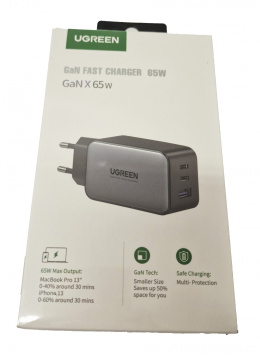 Ładowarka sieciowa UGREEN CD244, 1x USB-A QC4.0, 2x USB-C, 65W, PD3.0 (czarna)