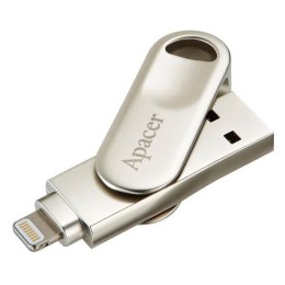 Apacer USB pendrive OTG, USB 3.0, 32GB, AH790, srebrny, AP32GAH790S-1, USB A / Lightning, z obrotową osłoną
