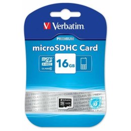 Verbatim Karta pamięci Micro Secure Digital Card Premium, 16GB, micro SDHC, 44010, UHS-I U1 (Class 10)