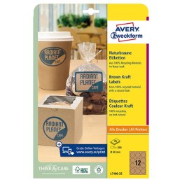 Avery Zweckform etykiety 60mm, A4, naturalnie brązowy, 12 etykiety, pakowany po 25 szt., L7106-25, do drukarek laserowych i atra