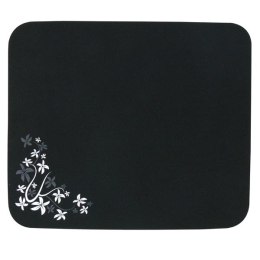 Podkładka pod mysz, Flower edition, miękka powierzchnia, czarna, 25x21,50 cm
