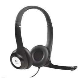 Logitech Stereo H390, słuchawki z mikrofonem, regulacja głośności, czarna, USB
