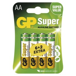 Bateria alkaliczna, AA, 1.5V, GP, blistr, 8-pack, SUPER