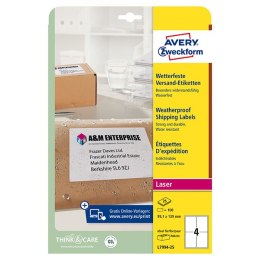 Avery Zweckform etykiety 99.1mm x 139mm, A4, białe, 1 etykieta, wodoodporny, pakowany po 25 szt., L7994-25, do drukarek laserowy