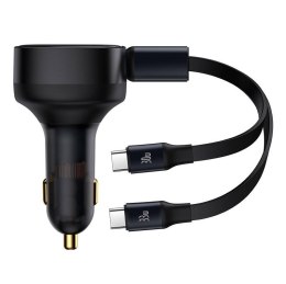 Ładowarka samochodowa Baseus Enjoyment z kablami USB-C, 33W (czarna)