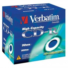 Verbatim CD-R, 43428, High Capacity, 10-pack, 800MB, 40x, 90min., 12cm, bez możliwości nadruku, jewel box, do archiwizacji danyc
