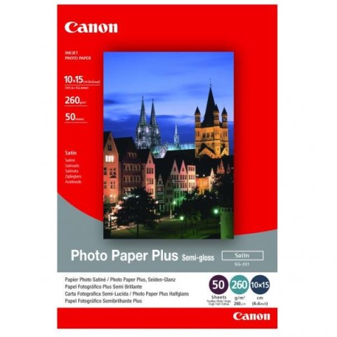 Canon Photo Paper Plus Semi-G, foto papier, półpołysk, satynowy typ biały, 10x15cm, 4x6", 270 g/m2, 50 szt., SG-201S, atrament