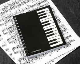 Notes muzyka - I LOVE MUSIC, klawisze notatnik