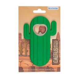 Metalowy otwieracz w gumowym etui Kaktus, zielony