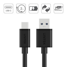 Unitek przewód USB-A 2.0 - USB-C 2m C14068BK