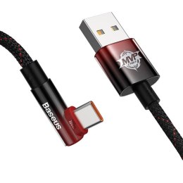 Kabel USB do USB-C kątowy Baseus Elbow 2m 100W (czarno-czerwony)